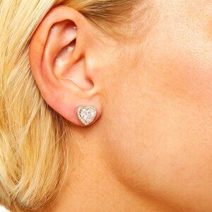 Diamonique Sterling Silver Heart Halo Earrings NEW 🎉Host Pick🎉
